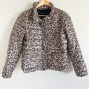 Lands End Packable Puffer Jacket Leopard Print S